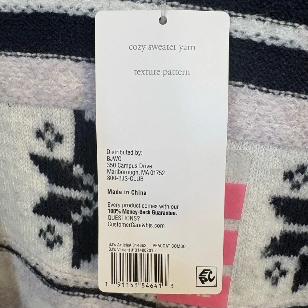 Bearpaw Textured Jacquard Pullover Sweater Women's XXL‎ Navy Blue Snowflake Cozy